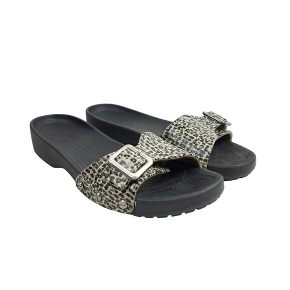 Crocs Women's Size 9 Leopard Print Slide Sandals - Picture 1 of 9